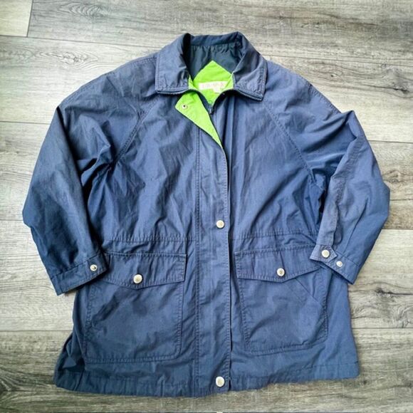London Fog Vintage Chore Barn Coat Jacket Pockets Large Unisex Navy Lined - Picture 1 of 9